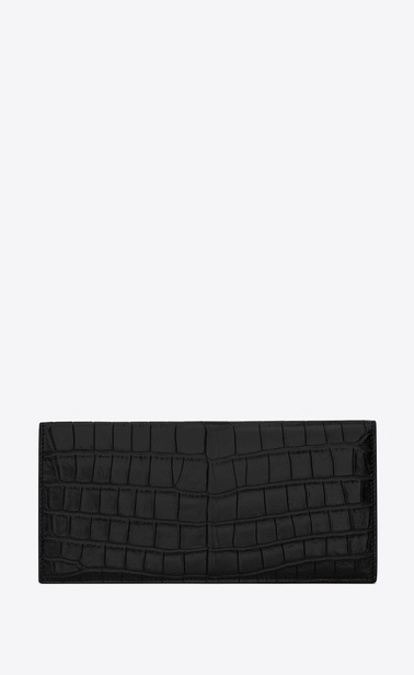 Slim wallet in matte crocodile embossed leather